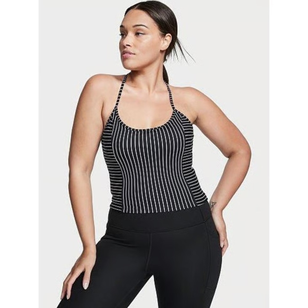 Victoria's Secret On Point Cropped Cami Tank In Black White Stripe - Size Xxl